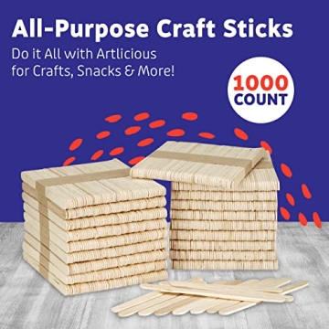Artlicious 1000 Pcs Craft Sticks for Creative Projects