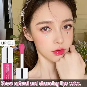 Hydrating Plumping Lip Oil Lip Gloss Lip Balm Lip Care Transparent Toot Lip Oil, Tinted Sheer Color Liquid Lip Oil Moisturizing Lip Oil, Non-Sticky Nourishing Repairing Lip Care Products(RASPBERRY)