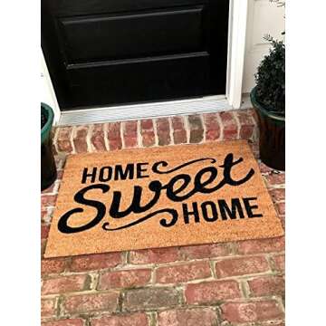 TAR HEEL MARKETPLACE Natural Coir Non Slip Home Sweet Home Floor Entrance Door Mat Indoor/Outdoor