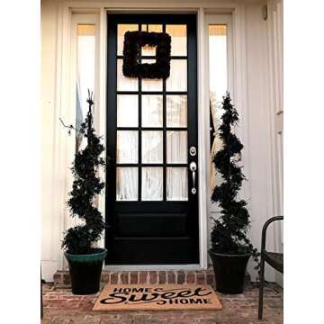 TAR HEEL MARKETPLACE Natural Coir Non Slip Home Sweet Home Floor Entrance Door Mat Indoor/Outdoor