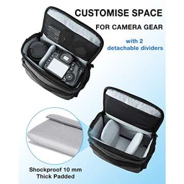 BAGSMART Camera Bag Padded Camera Shoulder Bag for Photographers, Waterproof Camera Bags & Cases wit...