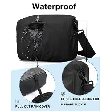 BAGSMART Camera Bag Padded Camera Shoulder Bag for Photographers, Waterproof Camera Bags & Cases with Rain Cover for SLR DSLR, Lenses, Accessories, Grey