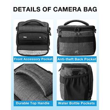 BAGSMART Camera Bag Padded Camera Shoulder Bag for Photographers, Waterproof Camera Bags & Cases with Rain Cover for SLR DSLR, Lenses, Accessories, Grey