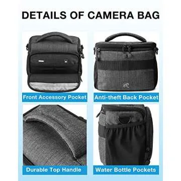 BAGSMART Camera Bag Padded Camera Shoulder Bag for Photographers, Waterproof Camera Bags & Cases with Rain Cover for SLR DSLR, Lenses, Accessories, Grey