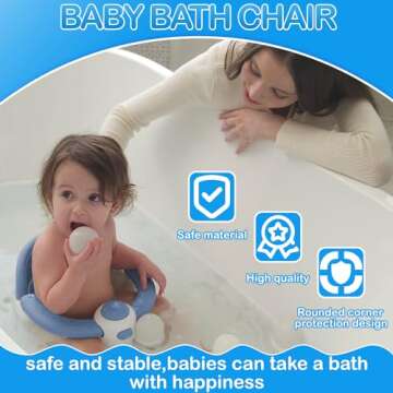 Trankerloop Baby Bath Seat, Baby Bath Seat for 6 Months & Up, Baby Bathtub Seat with Secure Suction Cups, Non-Slip Infant Bath Seat,Blue