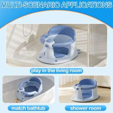 Trankerloop Baby Bath Seat, Baby Bath Seat for 6 Months & Up, Baby Bathtub Seat with Secure Suction Cups, Non-Slip Infant Bath Seat,Blue