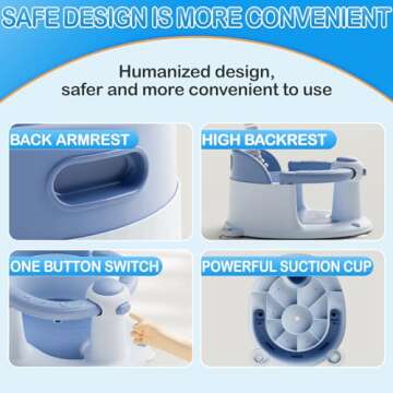 Trankerloop Baby Bath Seat, Baby Bath Seat for 6 Months & Up, Baby Bathtub Seat with Secure Suction Cups, Non-Slip Infant Bath Seat,Blue