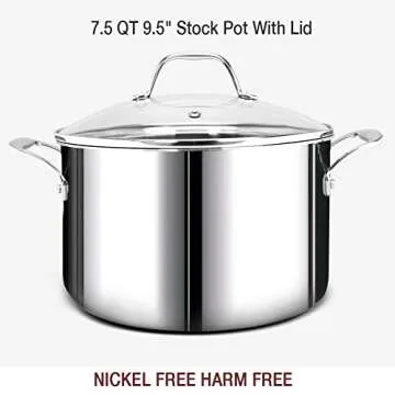 HOMICHEF 14-Piece Nickel Free Stainless Steel Cookware Set Whole-Clad 3-Ply - Mirror Polished Pots And Pans Set - Healthy Cookware Set With Steamer - Non-Toxic Induction Cookware Sets