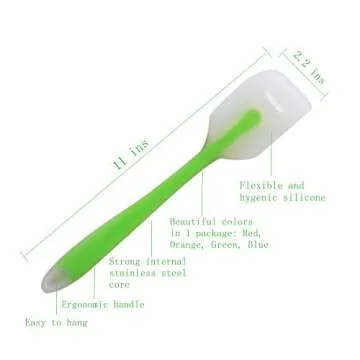 HiramWare Silicone Spatula Set of 4 - Heat Resistant Flexible Spatula 450F with Stainless Steel Core - Food Grade Premium Good Grip Kitchen Utensils - Seamless, Heavy Duty, BPA Free, Dishwasher Safe