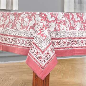 CPC Cotton Tablecloth 60x90 Inch - Elegant Block Print