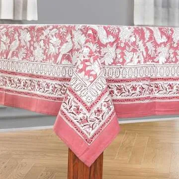 CPC Cotton Tablecloth 60x90 Inch - Elegant Block Print