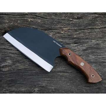 JNR Traders Cleaver Serbian Chef Knife 11.5" Handmade Full Tang Carbon Steel Cleaver for Meat Vegetables Cutting Chopping with Leather sheath 5510