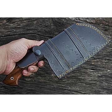 JNR Traders Cleaver Serbian Chef Knife 11.5" Handmade Full Tang Carbon Steel Cleaver for Meat Vegetables Cutting Chopping with Leather sheath 5510