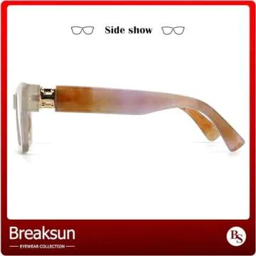 Breaksun Fashion Square Glasses for Women Men Blue Light Blocking Glasses Black Glasses Thick Frame Computer Eyewear (Grey)