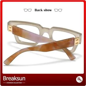 Breaksun Fashion Square Glasses for Women Men Blue Light Blocking Glasses Black Glasses Thick Frame Computer Eyewear (Grey)