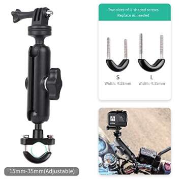 KARUIZI 360° Rotating Sports Camera Bracket,Motorcycle Mount for Go Pro Hero10/9/8/max/7/6/5/4 Acti...