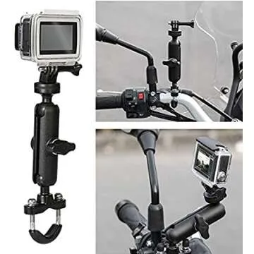 KARUIZI 360° Rotating Sports Camera Bracket,Motorcycle Mount for Go Pro Hero10/9/8/max/7/6/5/4 Action Camera Moto Bike Handlebar Mount,U-Shaped Handlebar Bracket (U- Handlebars)