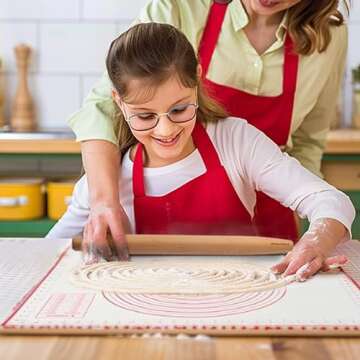 Muso Wood French Rolling Pin and Silicone Baking Mat Set - 15.75 Inch Beech Wood Tapered for Pastry ...