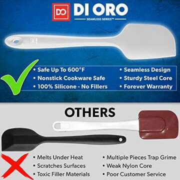DI ORO Silicone Spatula Set - Rubber Kitchen Spatulas for Baking, Cooking, & Mixing - 600°F Heat-Re...