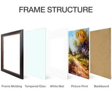 Golden State Art, 11x14 Black Photo Frame with Burgundy & Gold Trim, White Mat for 8x10 Pictures or Photos & Real Glass