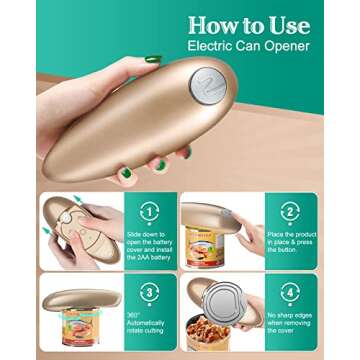 Electric Can Opener - Hands-Free Kitchen Gadget for All Sizes