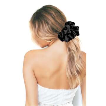 IVARYSS XL Satin Scrunchies for Thick Hair - 6 Pack