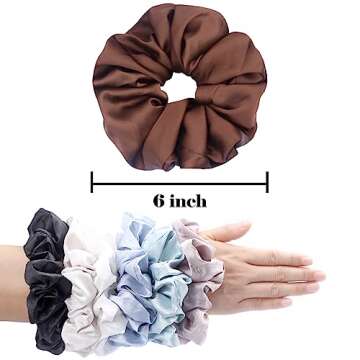 IVARYSS XL Satin Scrunchies for Thick Hair - 6 Pack
