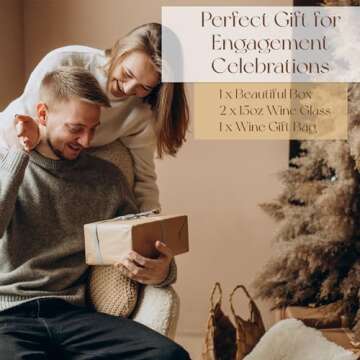 Elegant Engagement Gift Set for Couples Wine Glasses