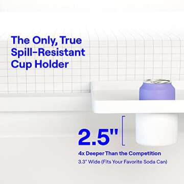 BedShelfie Bedside Shelf for Bunk Bed & Top Bunk, College Dorm Room Essentials, Loft Nightstand, Floating Bed Side Table Tray Storage, Dorm Room Decor, College Dorm Essentials - Wood White Cup Holder