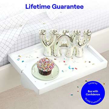 BedShelfie Bedside Shelf for Bunk Bed & Top Bunk, College Dorm Room Essentials, Loft Nightstand, Floating Bed Side Table Tray Storage, Dorm Room Decor, College Dorm Essentials - Wood White Cup Holder