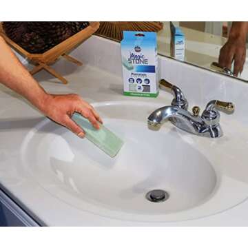 Compac Magic-Stone Porcelain Cleaner, Green Product, Made from Recycled Glass, Scouring Stick Toilet Cleaner, Removes Stubborn Lime Stains from Porcelain or Bathroom Fixtures, 1 Count