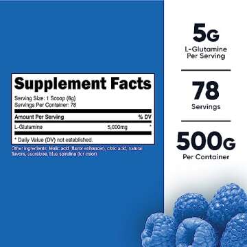 Nutricost L-Glutamine Powder (500 Grams) (Blue Raspberry)