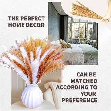 Osheng Natural Pampas Grass Decor Boho Home Decor Mix Bouquet Dried Flowers for Table Decor Wedding Floral Arrangements Rustic Decor 75pcs