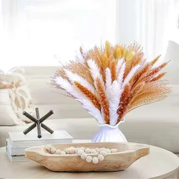 Osheng Natural Pampas Grass Decor Boho Home Decor Mix Bouquet Dried Flowers for Table Decor Wedding Floral Arrangements Rustic Decor 75pcs