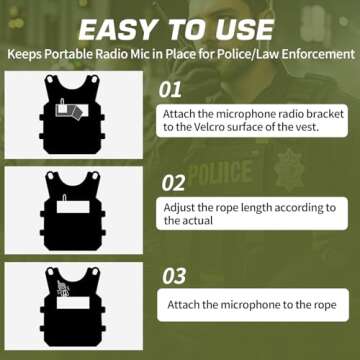 Ullnosoo Microphone Radio Holder, Mic Clip for Police, Super Strong Stitches No Breaking, Law Enforcement Radio Microphone Holder for Vest Accessories