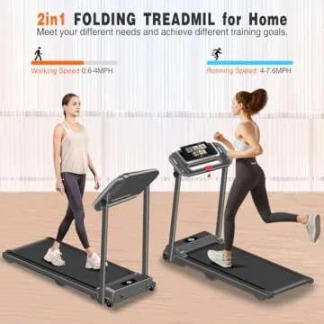 Folding Treadmill, 3.0HP Portable Foldable Treadmills for Home with 12 Preset Programs, LED Display, Compact Small Treadmill for Office, Walking Pad Treadmill, 300 LBS Capacity