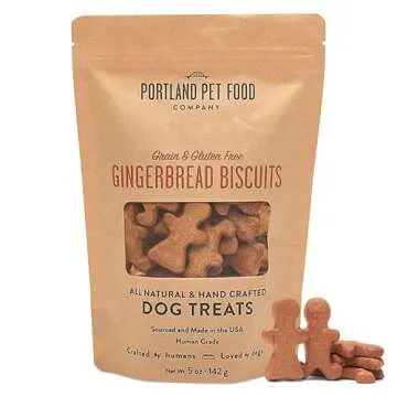 Portland Pet Food Company Gingerbread Healthy Dog Treats - Grain-Free, Human-Grade, Gingerbread Dog Treats - All Natural Dog Training Treats & Biscuits Made in the USA Only 1-Pack (5 oz)