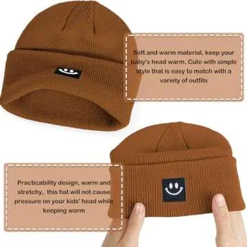 Fynnsure Smiling Face Toddler Beanie Winter Hat - Soft Knit