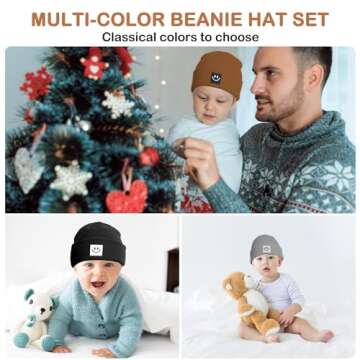 Fynnsure Baby Beanie Baby Winter Hat with Smile Face Toddler Beanie Soft Knit Toddler Beanies for Boys Girls Caramel 2-6T