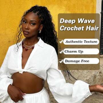 Deep wavy Crochet Hair Long Curly Crochet Hair for Women 22inch Ocean wave braiding hair Deep Twist Crochet Braids Synthetic Braiding Hair Extensions(22 inch, 1B)
