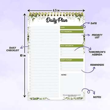 Decorably 52 Sheets Forest Undated Daily To Do List Notepad, 6.5x10in Spring-Bound Daily Planner for Priorities, Checklist, Agenda, Reminders, Notes