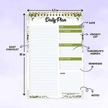 Decorably 52 Sheets Forest Undated Daily To Do List Notepad, 6.5x10in Spring-Bound Daily Planner for Priorities, Checklist, Agenda, Reminders, Notes