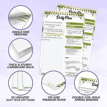 Decorably 52 Sheets Forest Undated Daily To Do List Notepad, 6.5x10in Spring-Bound Daily Planner for Priorities, Checklist, Agenda, Reminders, Notes