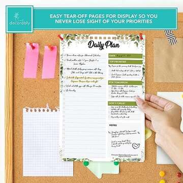 Decorably 52 Sheets Forest Undated Daily To Do List Notepad, 6.5x10in Spring-Bound Daily Planner for Priorities, Checklist, Agenda, Reminders, Notes