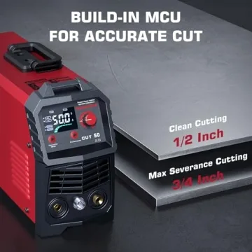 ARCCAPTAIN Plasma Cutter, [Large LED Display] 50Amps Cutter Machine with 110/220V Dual Voltage DC Inverter IGBT 1/2 Inch Clean Cut Post Flow and 2T/4T, for Beginners DIY
