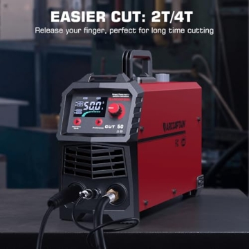 ARCCAPTAIN Plasma Cutter, [Large LED Display] 50Amps Cutter Machine with 110/220V Dual Voltage DC Inverter IGBT 1/2 Inch Clean Cut Post Flow and 2T/4T, for Beginners DIY