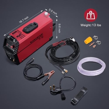 ARCCAPTAIN Plasma Cutter, [Large LED Display] 50Amps Cutter Machine with 110/220V Dual Voltage DC Inverter IGBT 1/2 Inch Clean Cut Post Flow and 2T/4T, for Beginners DIY