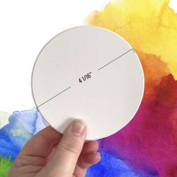 12 Pack Ceramic Tiles for Crafts Coasters, Round White Tiles Unglazed 4-Inches with Cork Backing Pads, for Alcohol Ink or Acrylic Pouring, DIY Make Your Own Coasters, Mosaics, Painting Projects