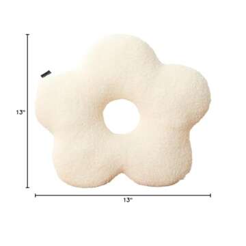 Nordic Minimalist Modern Home Plush Ball Decorative Pillow, Flower Pillow. (White Flower, 45cm（17.7inch）)