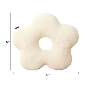 Nordic Minimalist Modern Home Plush Ball Decorative Pillow, Flower Pillow. (White Flower, 45cm（17.7inch）)